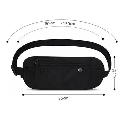 Travel Phone Belt RFID Blocking Waterproof Waist Bag Fanny Pack Hidden Wallet Signal RFID Blocker Passport Holder Bag 15*35Cm