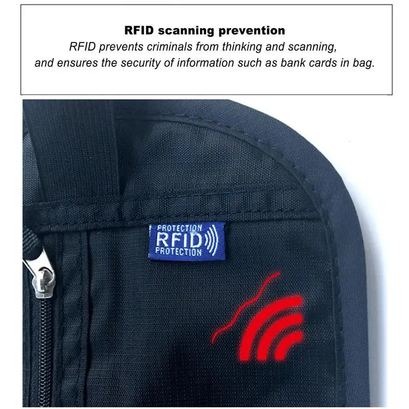 Travel Money Belt RFID Blocking Waterproof Waist Bag Fanny Pack Hidden Wallet Signal RFID Blocking Passport Holder Document Bag