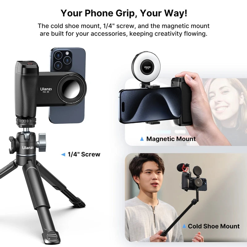 MA35 Phone Camera Grip Handle Magsafe Bluetooth Shutter Smartphone Selfie Stablizer Vertical Horizontal Shooting